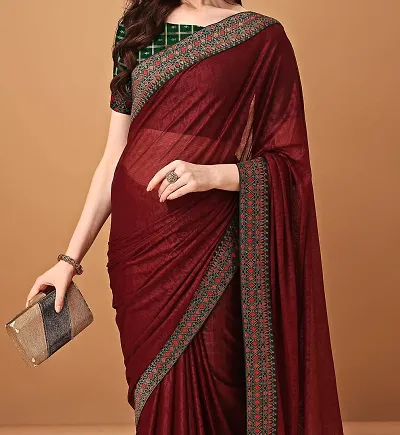 Alluring Silk Blend Saree with Blouse piece 