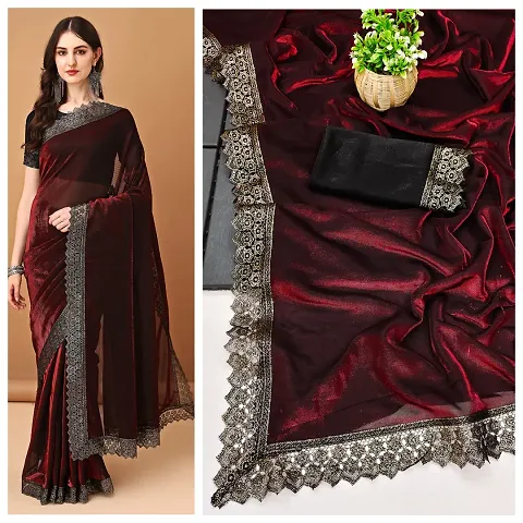 Trending Silk Blend Saree with Blouse piece 