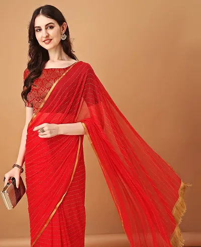 Trending Chiffon Saree with Blouse piece 