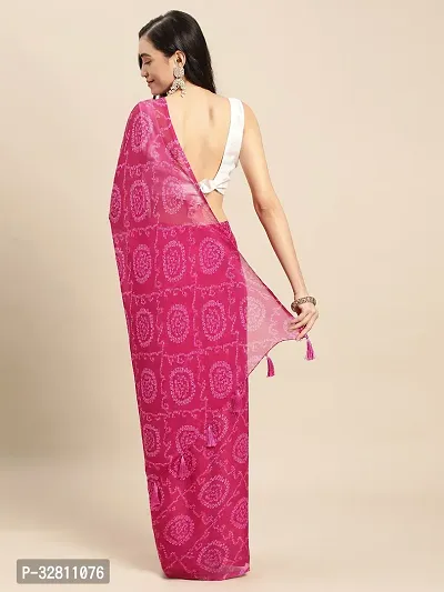 Elegant Pink Georgette Saree with Blouse piece For Women-thumb2