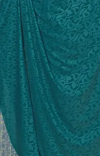 Elegant Teal Silk Blend Saree with Blouse piece For Women-thumb2