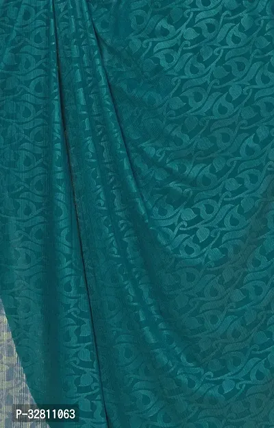 Elegant Teal Silk Blend Saree with Blouse piece For Women-thumb3