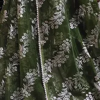 Beautiful Olive Organza Foil Print Saree With Blouse Piece For Women-thumb2