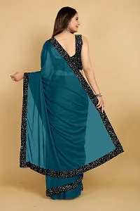 Elegant Teal Art Silk Saree with Blouse piece For Women-thumb1