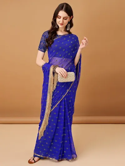 Trending Chiffon Saree with Blouse piece 