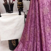 Beautiful Purple Satin Foil Print Saree With Blouse Piece For Women-thumb3