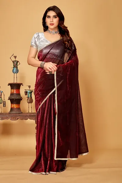 Attractive Lycra Saree with Blouse piece 