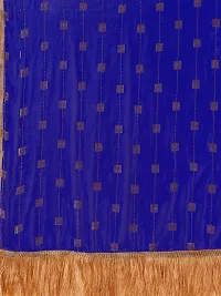 Beautiful Blue Chiffon Embellished Saree With Blouse Piece For Women-thumb2