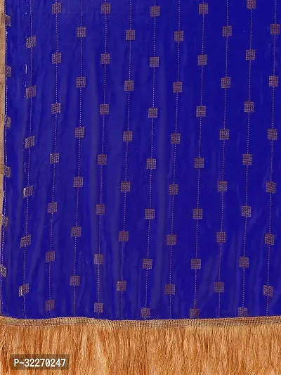 Beautiful Blue Chiffon Embellished Saree With Blouse Piece For Women-thumb3