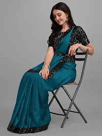 Elegant Teal Art Silk Saree with Blouse piece For Women-thumb2