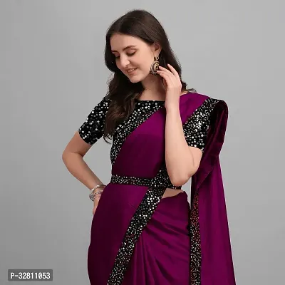 Elegant Purple Art Silk Saree with Blouse piece For Women-thumb0