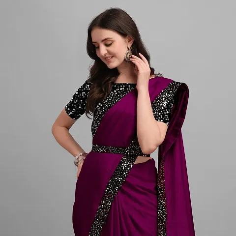 Attractive Silk Blend Saree with Blouse piece 