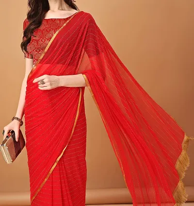 Trending Chiffon Saree with Blouse piece 