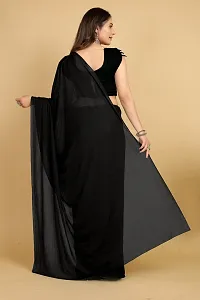 Elegant Black Silk Blend Saree with Blouse piece For Women-thumb1