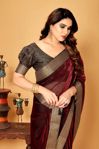 Lace Border Party Wear Saree With Blouse Piece