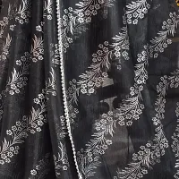 Beautiful Grey Organza Foil Print Saree With Blouse Piece For Women-thumb2