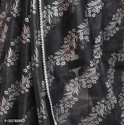 Beautiful Grey Organza Foil Print Saree With Blouse Piece For Women-thumb3