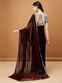 Beautiful Maroon Lycra Embellished Saree With Blouse Piece For Women-thumb2