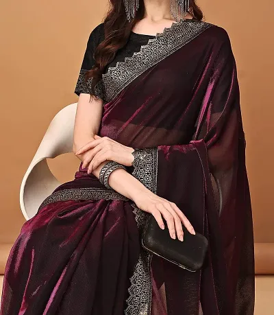 Trending Lycra Saree with Blouse piece 