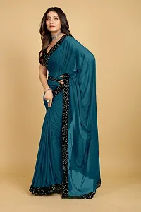 Elegant Teal Art Silk Saree with Blouse piece For Women-thumb2