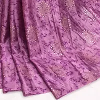 Beautiful Purple Satin Foil Print Saree With Blouse Piece For Women-thumb1