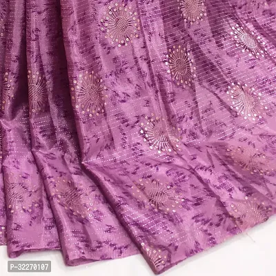 Beautiful Purple Satin Foil Print Saree With Blouse Piece For Women-thumb2