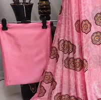 Elegant Pink Satin Saree with Blouse piece For Women-thumb3