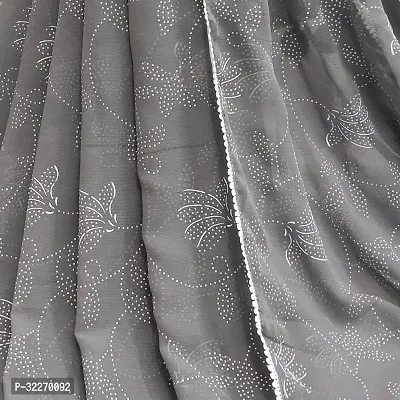 Beautiful Grey Chiffon Embellished Saree With Blouse Piece For Women-thumb3