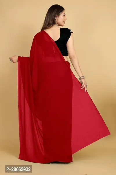 Elegant Red Silk Blend Saree with Blouse piece For Women-thumb2