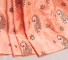 Elegant Orange Satin Saree with Blouse piece For Women-thumb1