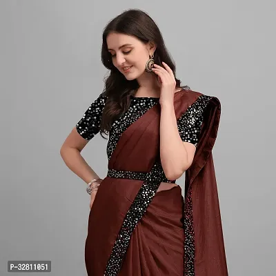 Elegant Brown Art Silk Saree with Blouse piece For Women