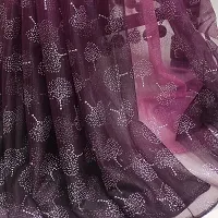 Beautiful Purple Net Embellished Saree With Blouse Piece For Women-thumb2