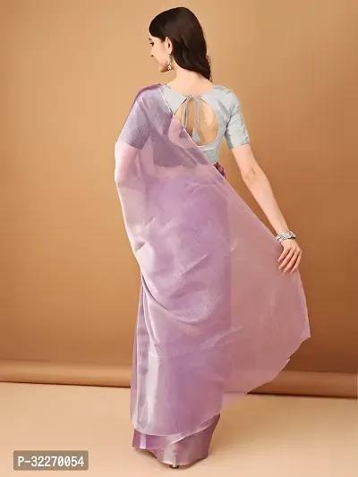 Beautiful Purple Silk Blend Embellished Saree With Blouse Piece For Women-thumb2