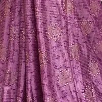 Beautiful Purple Satin Foil Print Saree With Blouse Piece For Women-thumb2