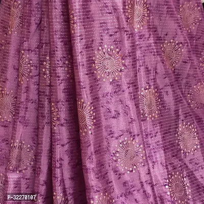 Beautiful Purple Satin Foil Print Saree With Blouse Piece For Women-thumb3