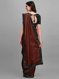 Elegant Brown Art Silk Saree with Blouse piece For Women-thumb1