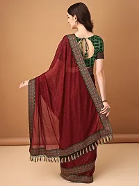 Beautiful Brown Silk Blend Embellished Saree With Blouse Piece For Women-thumb1