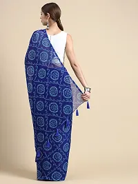 Elegant Blue Chiffon Saree with Blouse piece For Women-thumb1