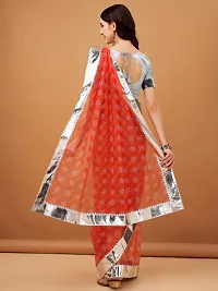 Beautiful Orange Net Embellished Saree With Blouse Piece For Women-thumb1