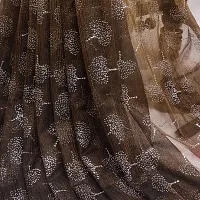 Beautiful Brown Net Embellished Saree With Blouse Piece For Women-thumb2