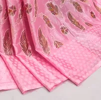 Elegant Pink Satin Saree with Blouse piece For Women-thumb1