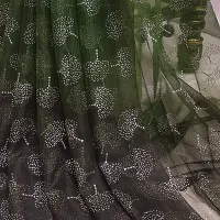 Beautiful Green Net Embellished Saree With Blouse Piece For Women-thumb2