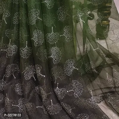 Beautiful Green Net Embellished Saree With Blouse Piece For Women-thumb3