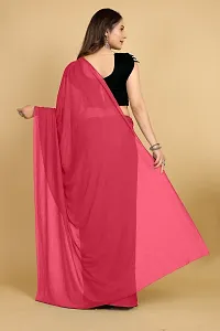 Elegant Pink Silk Blend Saree with Blouse piece For Women-thumb1