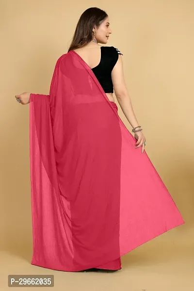 Elegant Pink Silk Blend Saree with Blouse piece For Women-thumb2