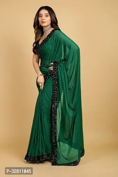 Elegant Green Art Silk Saree with Blouse piece For Women-thumb3