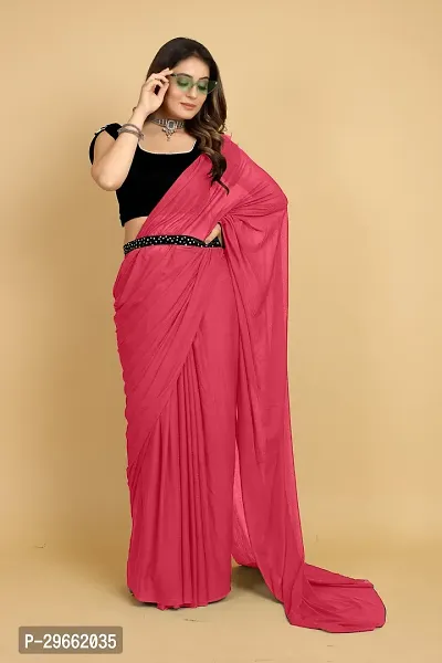 Elegant Pink Silk Blend Saree with Blouse piece For Women