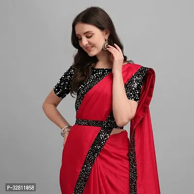 Elegant Red Art Silk Saree with Blouse piece For Women