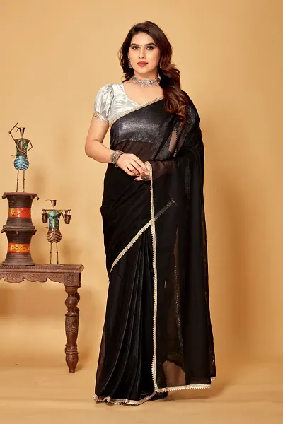 Attractive Lycra Saree with Blouse piece 