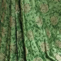 Beautiful Green Satin Foil Print Saree With Blouse Piece For Women-thumb2